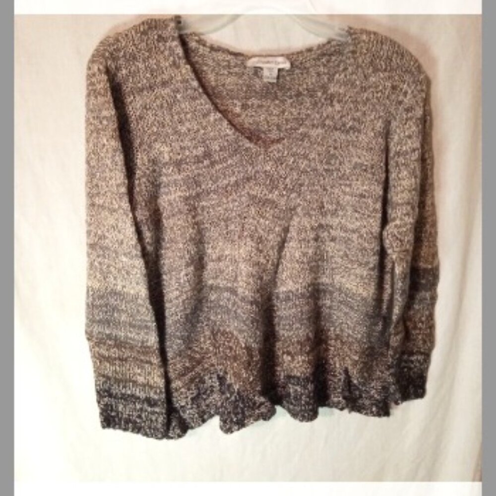 Coldwater Creek Woman's Light Weight Sweater 2X Cream / Brown Ombre